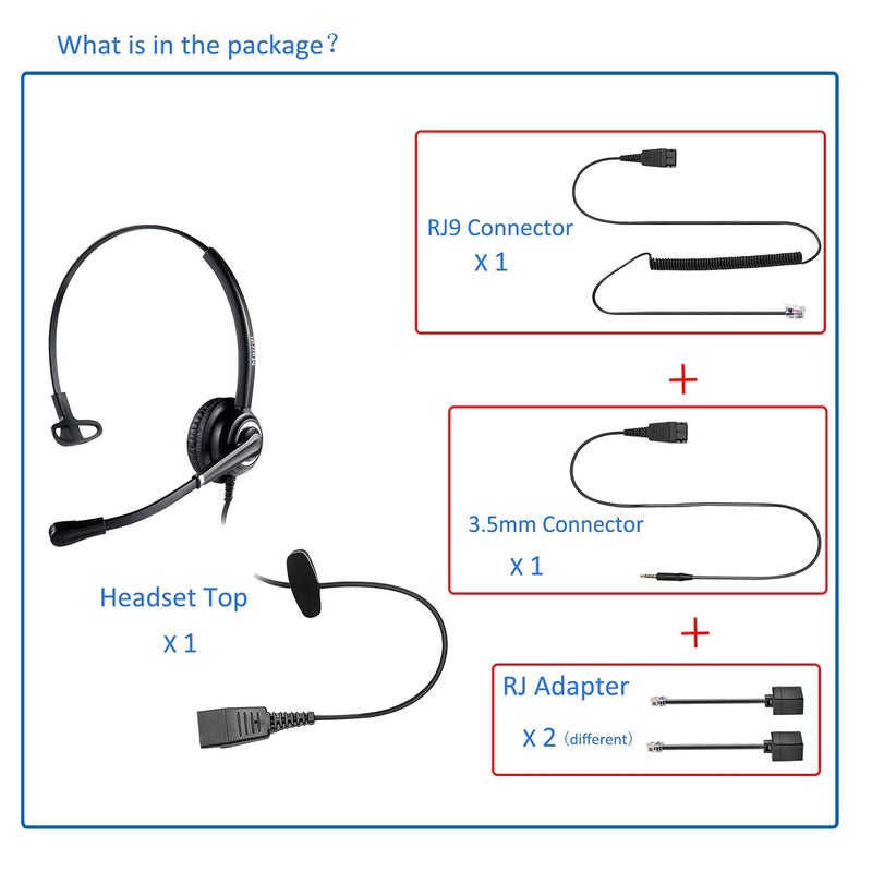 MAIRDI Office Headset with Microphone Noise Canceling, with RJ9 & 3.5mm Jack for Landline Deskphone Cell Phone PC Laptop, Telephone Headset for Call Center Phone, Work for Polycom Avaya Nortel - Image 5